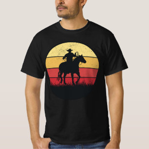 Cowboy Riding Horse Vintage Sunset Texas Boy Gift T-Shirt
