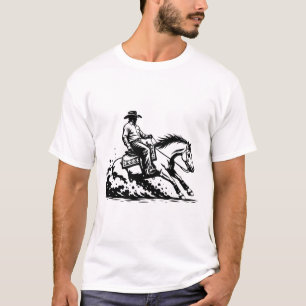 Cowboy Riding Horse Western Equestrian T-Shirt 