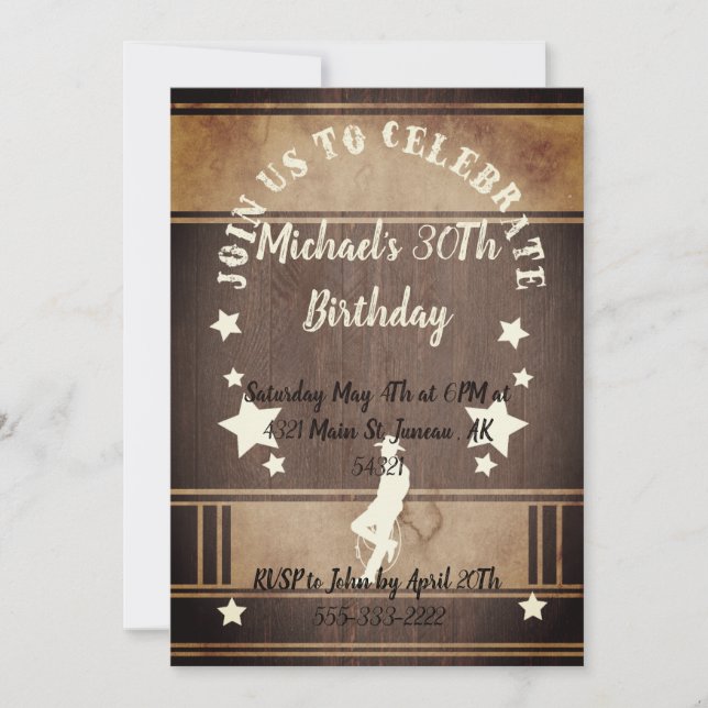 Cowboy riding horse wild west birthday party  invitation (Front)