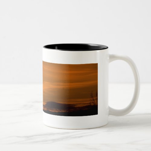 Cowboy riding in the Sunset with lariat Rope Two_Tone Coffee Mug