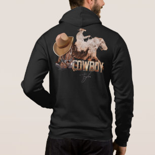 Cowboy riding western boots cowboy hat hoodie