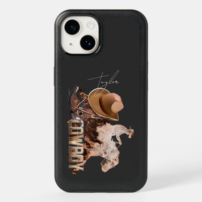 Cowboy riding western boots cowboy hat otterbox iPhone case (Back)