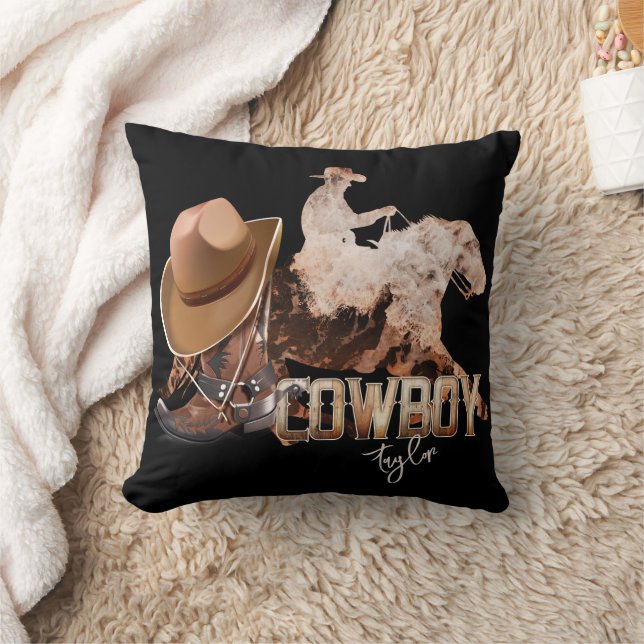 Cowboy riding western boots cowboy hat throw pillow (Blanket)