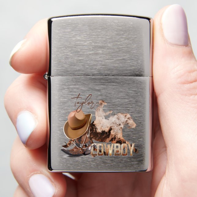 Cowboy riding western boots cowboy hat zippo lighter (In Hand)