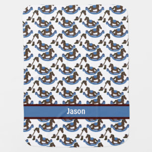 Cowboy Rocking Horse Baby Custom Baby Blanket