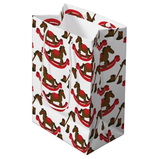 Cowboy Rocking Horse Baby Medium Gift Bag (Front Angled)