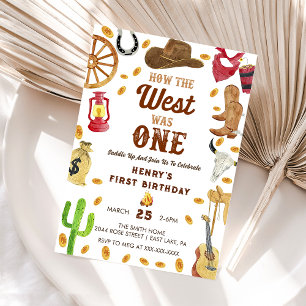 Cowboy Rodeo 1st Birthday How The West Was One Invitation