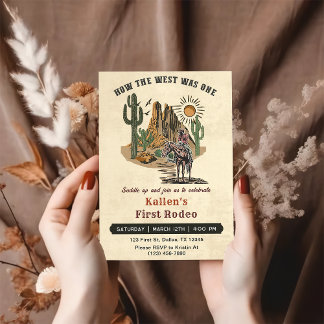 Cowboy Rodeo 1st Birthday How The West Was One Invitation