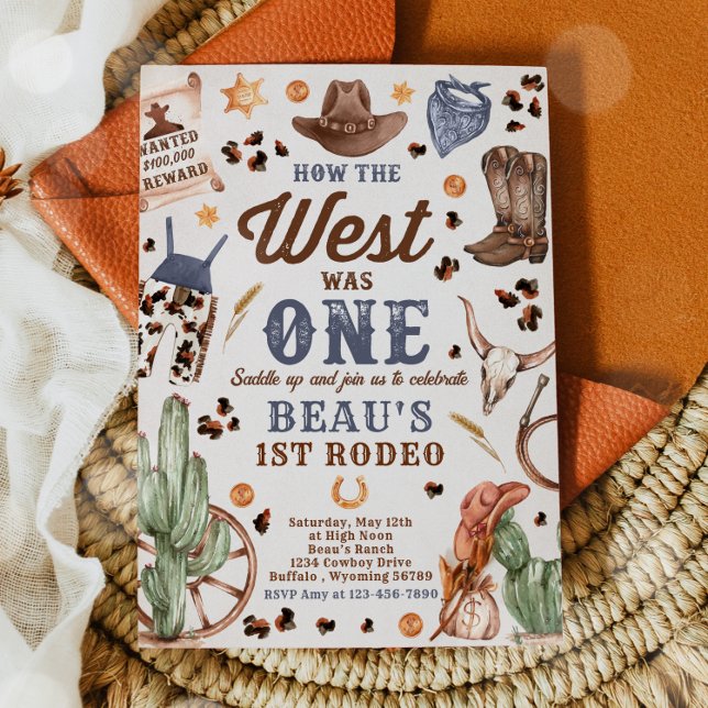 Cowboy Rodeo 1st Birthday How The West Was One Invitation