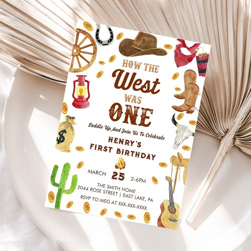  Cowboy Rodeo 1st Birthday How The West Was One Invitation
