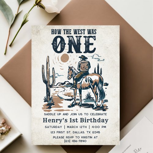 Cowboy Rodeo 1st Birthday How The West Was One Invitation