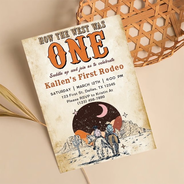 Cowboy Rodeo 1st Birthday How The West Was One Invitation (Creator Uploaded)