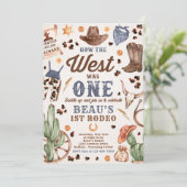 Cowboy Rodeo 1st Birthday How The West Was One Invitation (Standing Front)