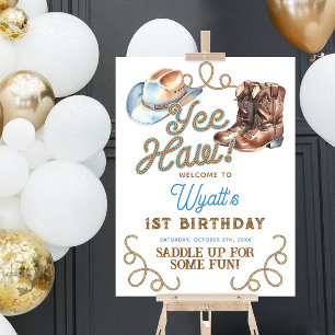 Cowboy Rodeo 1st Birthday Welcome Foam Board