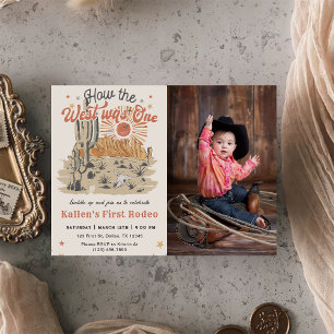 Cowboy Rodeo 1st How The West Was One Photo Invitation