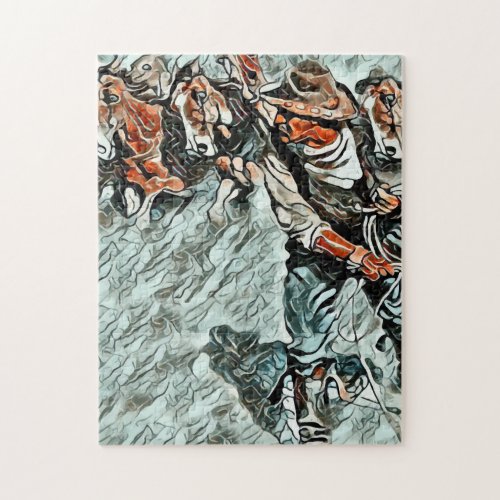 Cowboy Rodeo Abstract Art Jigsaw Puzzle