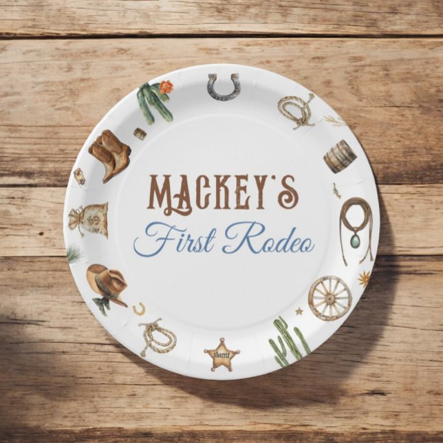 Cowboy Rodeo Adventure Wild West First Birthday Paper Plates (Creator Uploaded)