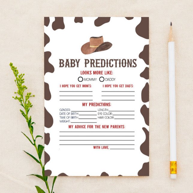Cowboy Rodeo Baby Shower Predictions Activity Stationery (Creator Uploaded)