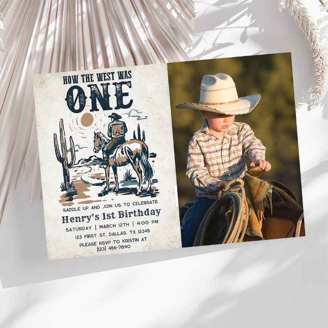 Cowboy Rodeo Birthday How The West Was One Photo Invitation (Creator Uploaded)