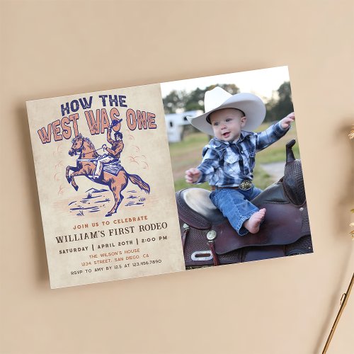 Cowboy Rodeo Birthday How the West Was One Photo Invitation