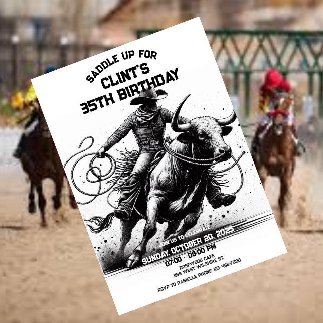 Cowboy Rodeo Birthday invite, Rodeo Bull Ride Invitation (Creator Uploaded)
