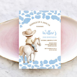 Cowboy Rodeo Blue Birthday Invitation