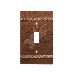Cowboy / Rodeo - Bull Rider, Leather & Rope Light Switch Cover