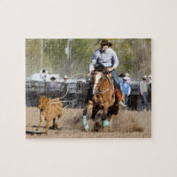 Cowboy Rodeo Calf Roping Western Sports Jigsaw Puzzle