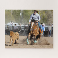 Cowboy Rodeo Calf Roping Western Sports Jigsaw Puzzle