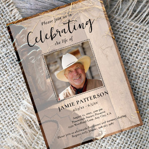 Cowboy Rodeo Celebration of Life, Funeral Photo Invitation