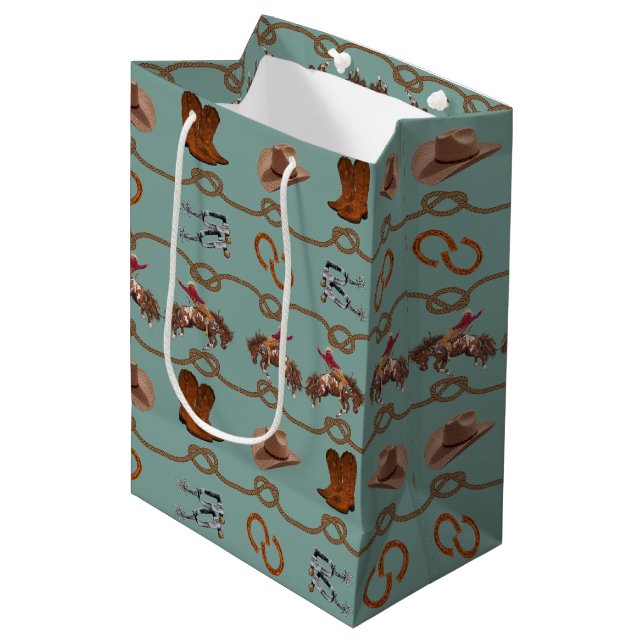 Cowboy Rodeo Essentials Medium Gift Bag (Front Angled)