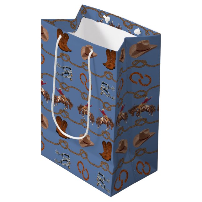 Cowboy Rodeo Essentials Medium Gift Bag (Front Angled)