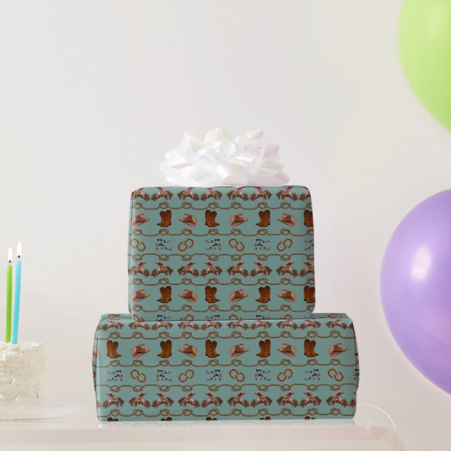 Cowboy Rodeo Essentials  Wrapping Paper (Party Gifts)