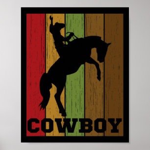 Cowboy Rodeo Horse Retro Western Cowboy Horseck Ri Poster