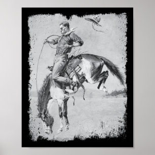 Cowboy Rodeo Horse Western Country Vintage Bronco Poster