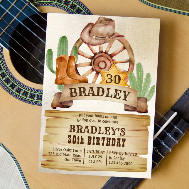 Cowboy rodeo horses western birthday invitation (Creator Uploaded)