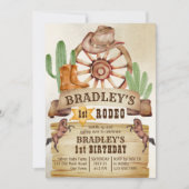 Cowboy rodeo horses western birthday party invitation (Front)