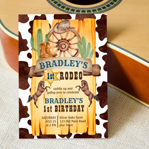 Cowboy rodeo horses western birthday party invitation