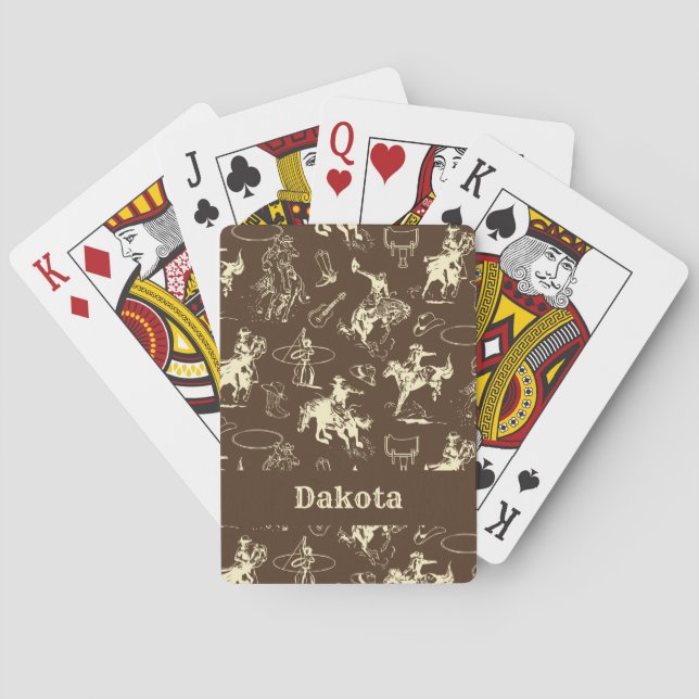 Cowboy Rodeo Horses Western Personalized  Poker Cards (Back)