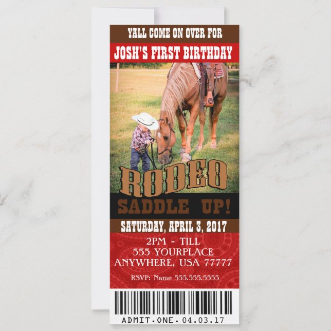 Cowboy Rodeo Invitations, envelopes included Invitation (Front)