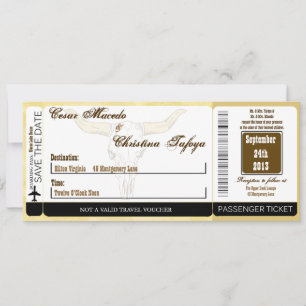 Cowboy Rodeo Stee Boarding Pass Wedding Invitation