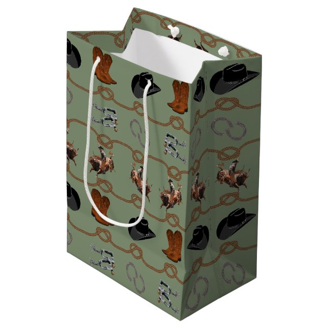 Cowboy Rodeo Tack  Medium Gift Bag (Front Angled)