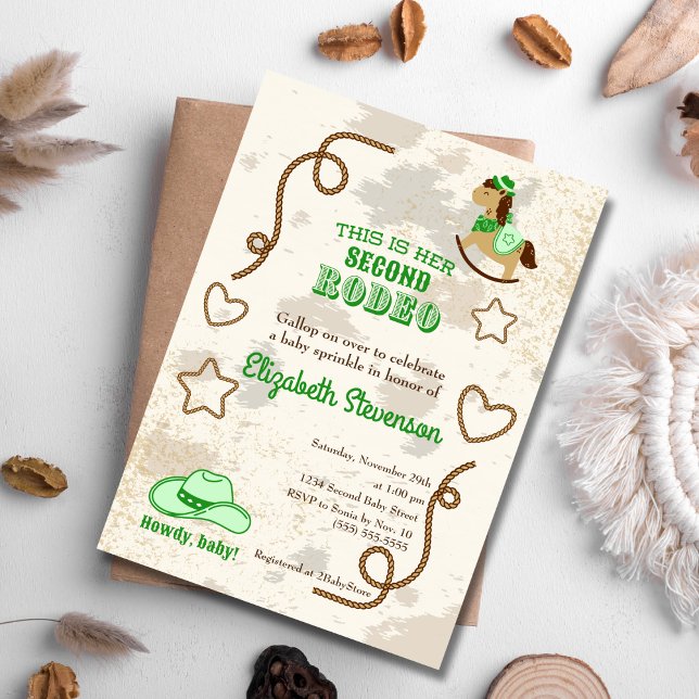 Cowboy Rodeo Unisex Howdy Baby Shower Sprinkle Invitation (Creator Uploaded)