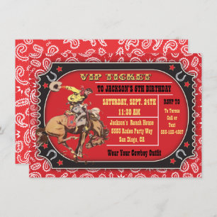 Cowboy Rodeo Western Birthday party Invitation