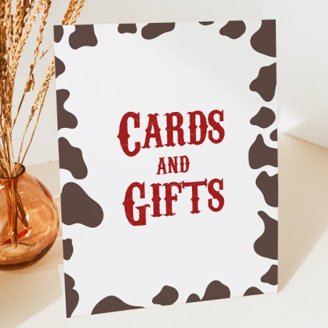 Cowboy Rodeo Western Cards and Gifts Party Pedestal Sign (Creator Uploaded)