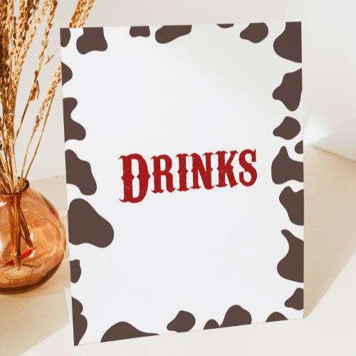 Cowboy Rodeo Western Drinks Table Pedestal Sign