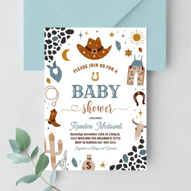 Cowboy Rodeo Wild West Baby Shower Invitation (Creator Uploaded)