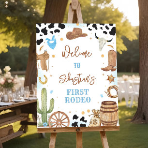 Cowboy Rodeo Wild Western Birthday Welcome Sign