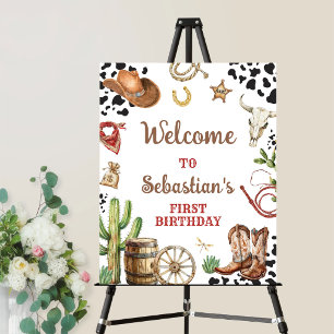 Cowboy Rodeo Wild Western Birthday Welcome Sign