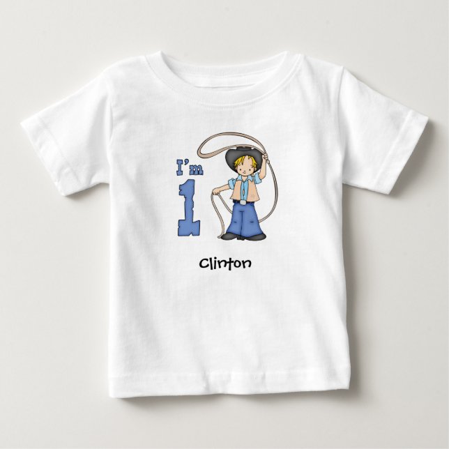 Cowboy Roper 1st Birthday Baby T-Shirt (Front)